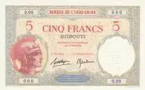 Gibuti 5 Francs Walhain - 1938 Specimen 0.00 - UNC - P.6