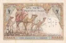 Gibuti 50 Francs Boat - Camels - ND (1952)- Serial V.86