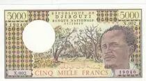 Gibuti 5000 Francs - Man and Forest scene - Harbor - 1979 - Serial X.002
