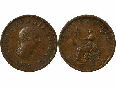 Grande Bretagne George III - 1/2 Penny, 2e Portrait - 1807 Soho