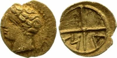 Gr�ce (Gaule) Obole de Marseille,  T�te de Lacydon � gauche - Roue MA (c.121-82)