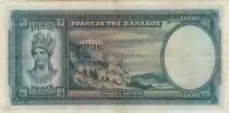 Grèce 1000 Drachms Femme - Athéna et Parthénon - 1939 - TTB