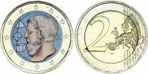 Grèce 2 Euros - Académie de Platon - Colorisée - 2013