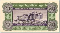 Grèce 20 Drachms Poséidon - Temple - 1940