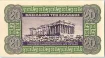 Gr&egrave;ce 20 Drachms Pos&eacute;idon - Temple - 1940