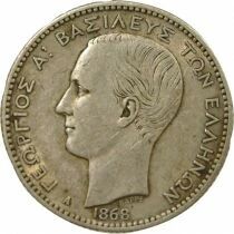 Gr&egrave;ce George I - Drachme Argent - 1868 A Paris