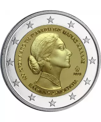 Grecia 100 years of Maria Callas - 2 Euros Comm�mo. UNC 2023