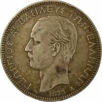Greece George I - 5 Silver Drachmai - 1875 A Paris