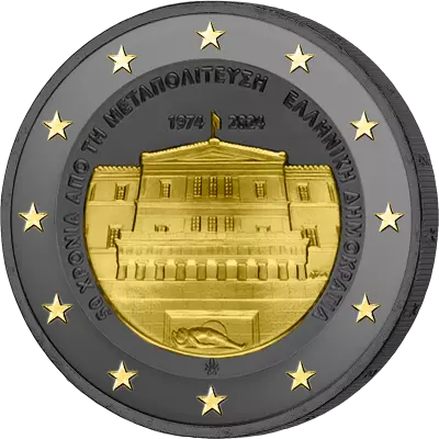 Griechenland 50 years of the restoration of Democracy - 2 Euros Comm�mo. UNC 2024