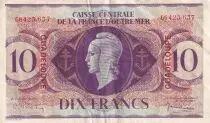 Guadalupa 10 Francs - Marianne - Croix de Lorraine - 1944 - VF to XF - P.27