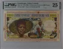 Guadalupa 10 NF/1000 Francs - Fisherman - 1960 - Serial Q.14 - PMG 25
