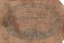 Guadalupa 5 Francs - Cabasson - Blue - ND (1891-1897) - Serial E.28 - P.6