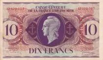 Guadalupe 10 Francs - Marianne - Cross of Lorraine - 1944 - Serial GE - XF to AU - P.27