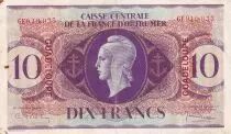 Guadalupe 10 Francs - Marianne - Cross of Lorraine - 1944 - Serial GE 910933