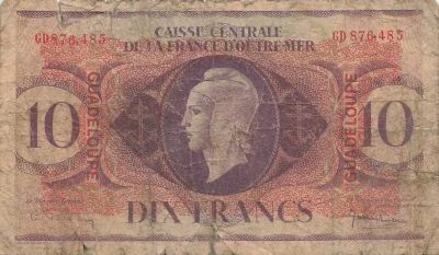 Guadalupe 10 Francs - Marianne - ND (1944) - P.27