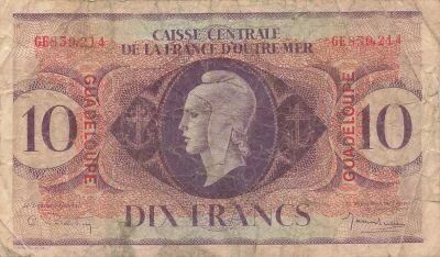 Guadalupe 10 Francs - Marianne - ND (1944) - P.27