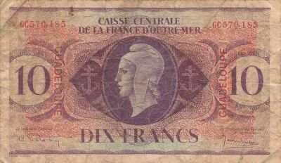 Guadalupe 10 Francs - Marianne - ND (1944) - P.27