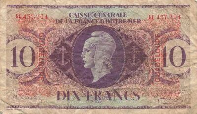 Guadalupe 10 Francs - Marianne - ND (1944) - P.27