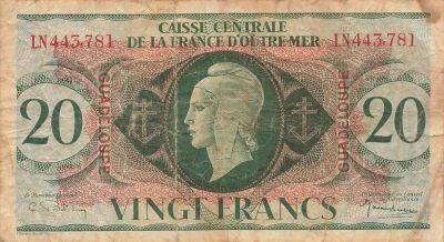 Guadalupe 20 Francs - Marianne - ND (1944) - P.28