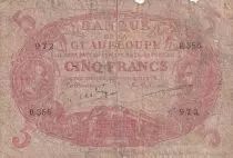 Guadalupe 5 Francs - Cabasson - Red - ND (1945) - Serial R.356 - Watermark Colbert - P.7e