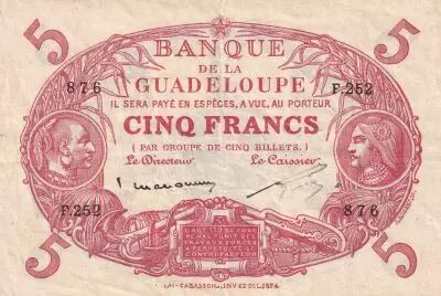 Guadalupe 5 Francs Red Type 1901 - ND(1944) - S�rie F252