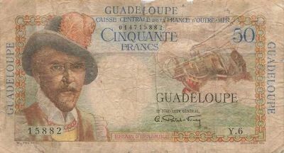 Guadalupe 50 Francs - Belain d\'Esnambuc - ND (1946-49) - P.34