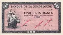 Guadalupe 500 Francs - Santa Maria - 1945 - Specimen A.1 - UNC - P.25s