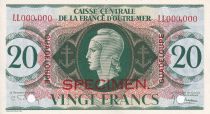 Guadeloupe 20 Francs - Marianne - Croix de Lorraine - Spécimen - 1944 - NEUF - Kol.125.1