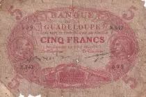 Guadeloupe 5 Francs - Cabasson, type 1901 - ND(1945) - PR - P7.e