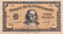Guadeloupe 5 Francs - Christophe Colomb - 1944 -  Série P.2 - Kol.115.a