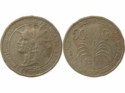 Guadeloupe 50 Centimes - 1921 Paris