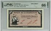 Guadeloupe 500 Francs - Santa Maria - 1945 - Specimen A.1 - PMG 66 EPQ - P.25s