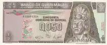 Guatemala ½ Quetzal - Tecun Uman - Temple - 01-01-1989 - Serial A