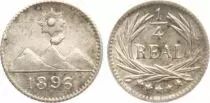 Guatemala 1/4 Real - Radiant sun above 3 volcanoes - 1896 - Silver