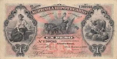 Guatemala 1 Peso - agricola hipotecario - 26-03-1900 - Number 1260765