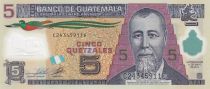 Guatemala 5 Quetzales Général J. Rufino Barrios - Ecole (Canadian Bank Note) - Polymer - Neuf - P.122b