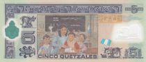 Guatemala 5 Quetzales J. Rufino Barrios, school (Canadian Bank Note) - Polymer - UNC - P.122b
