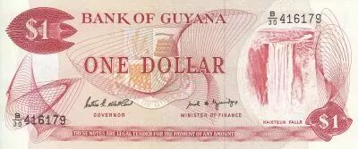 Guayana 1 Dollar - Cascade Kaieteur - Rice Harvesting - 1989 - Serial B.30