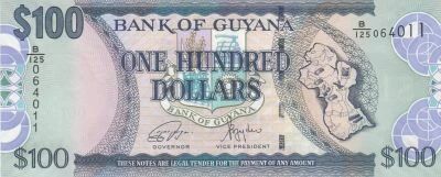 Guayana 100 Dollars - Map of Guyana - St. George\'s Cathedral - 2022 - Series B/125
