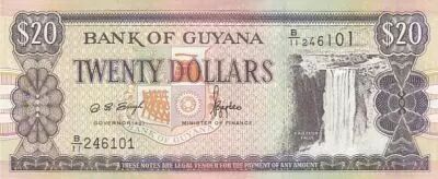 Guayana 20 dollars - Kaieteur falls - Ship building - Serial B.11 - 1996 - P.30.b1