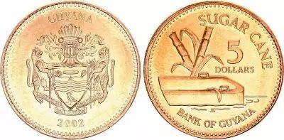 Guayana 5 Dollars - Sugar Cane - 2002