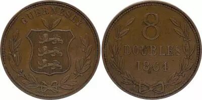 Guernesey 8 Doubles - Armoiries - 1864