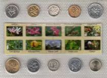 Guiana Francesa Lot 10 monnaies sur le th&egrave;me des fleurs