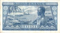 Guinea 1000 Francs Sékou Touré - Boats at shore - 1958