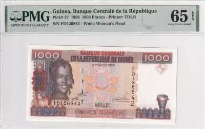 Guin�e 1000 Francs - Femme - Bauxite - 1998