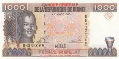 Guin�e 1000 Francs Femme - Bauxite - S�rie KB - 1998