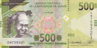 Guine 500 Francs - Jeune femme - 2022 (2023) - Srie DM