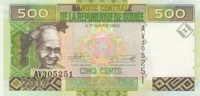 Guin�e 500 Francs, Femme - Exploitation mini�re - 2017 - S�rie AV