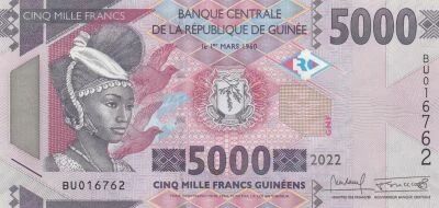 Guin�e 5000 Francs - Femme - Barrage hydro�lectrique de Kinkon - 2022 - S�rie BU