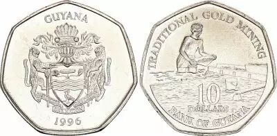 Guyana 10 Dollars Traditional Gold Mining - 1996